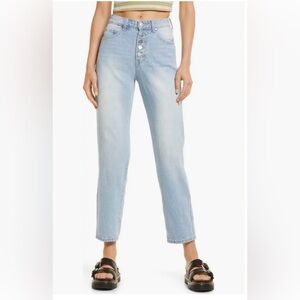 BP. Nordstrom High Rise Button Fly Mom Jeans Light Wash Size 38 (US 18) NWT